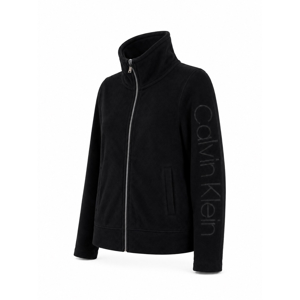 Calvin Klein Performance Black Fleece Funnel Neck Logo Sleeve Jacket Size Small